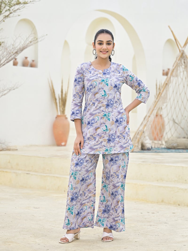 Shifory Grey Cotton Kurti and Palazzo Set for Women - Image 3
